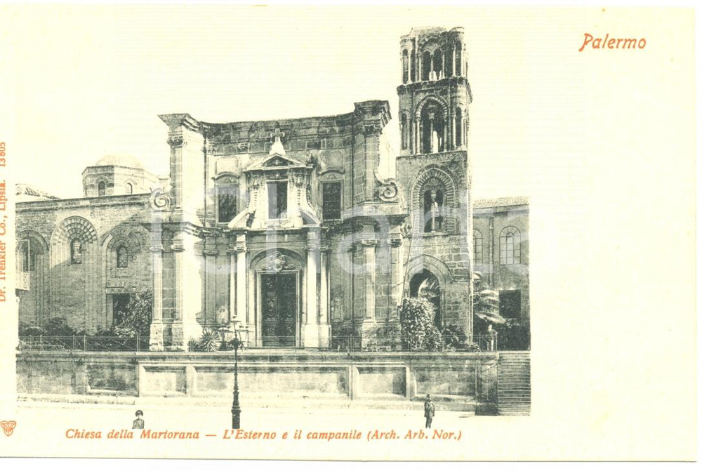 Cartolina originale da collezione 1900 ca PALERMO Chiesa della MARTORANA  Esterno e Campanile Cartolina FP NV 1