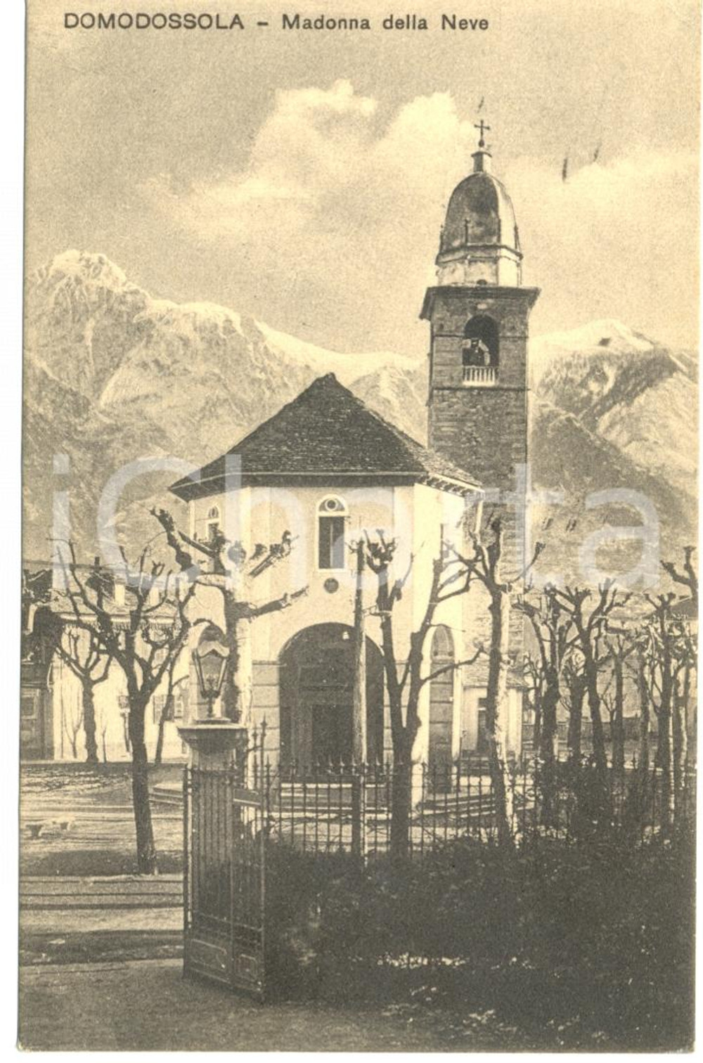 Cartolina originale da collezione 1916 DOMODOSSOLA (VB) Chiesa della Madonna della Neve *Cartolina postale FP VG 1