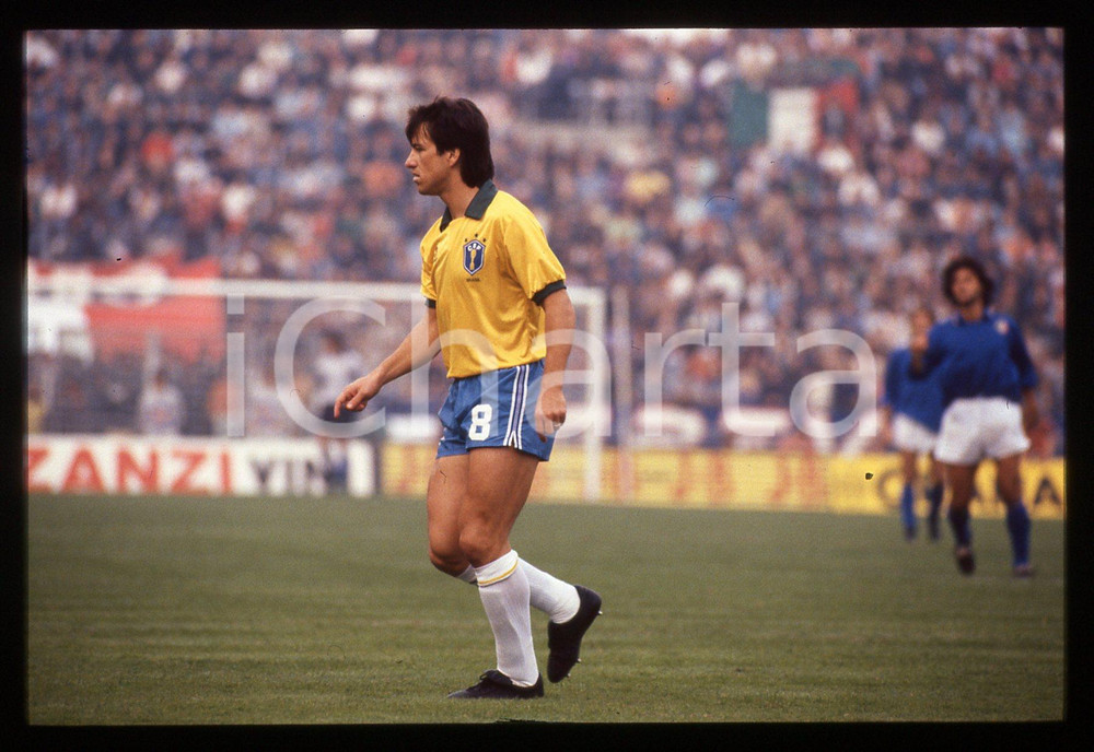 Fotografia d epoca originale 35mm vintage slide 1989 BOLOGNA ITALIA BRASILE 01 Carlos Caetano Verri DUNGA 1