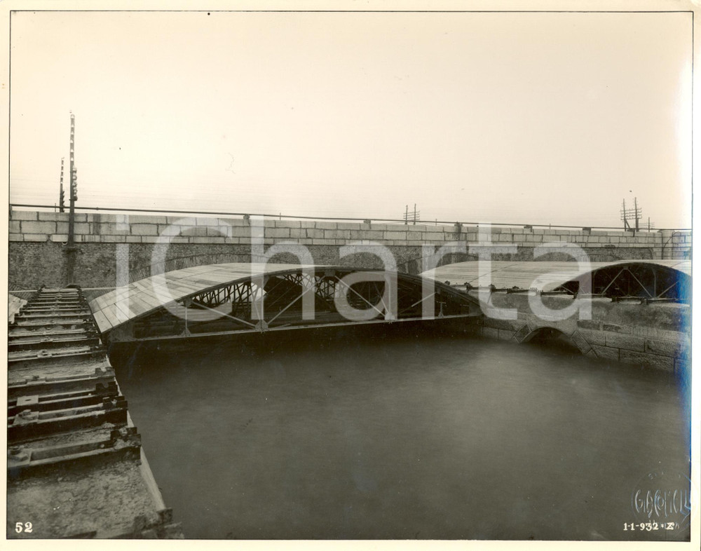 Fotografia d epoca originale 1932 VENEZIA Costruzione arcate ponte translagunare per MESTRE Fotografia 1