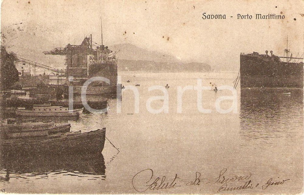 Cartolina originale da collezione 1927 SAVONA Navi attraccate al Porto Marittimo Cartolina FP VG 1
