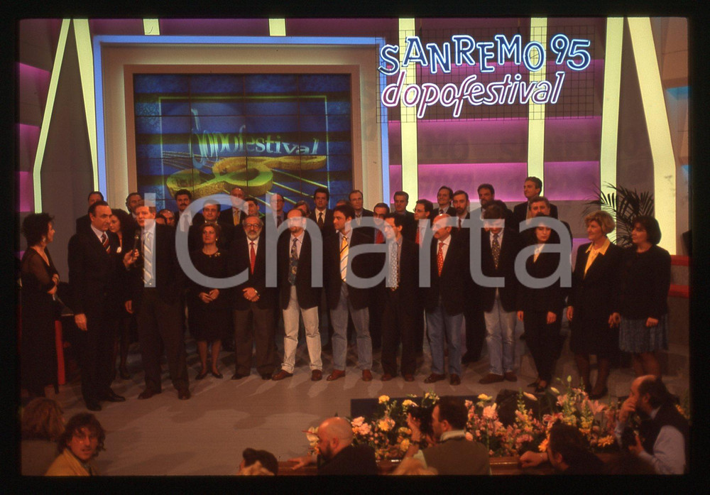 35mm vintage slide* 1995 FESTIVAL SANREMO - Serena DANDINI e Pippo BAUDO (2)