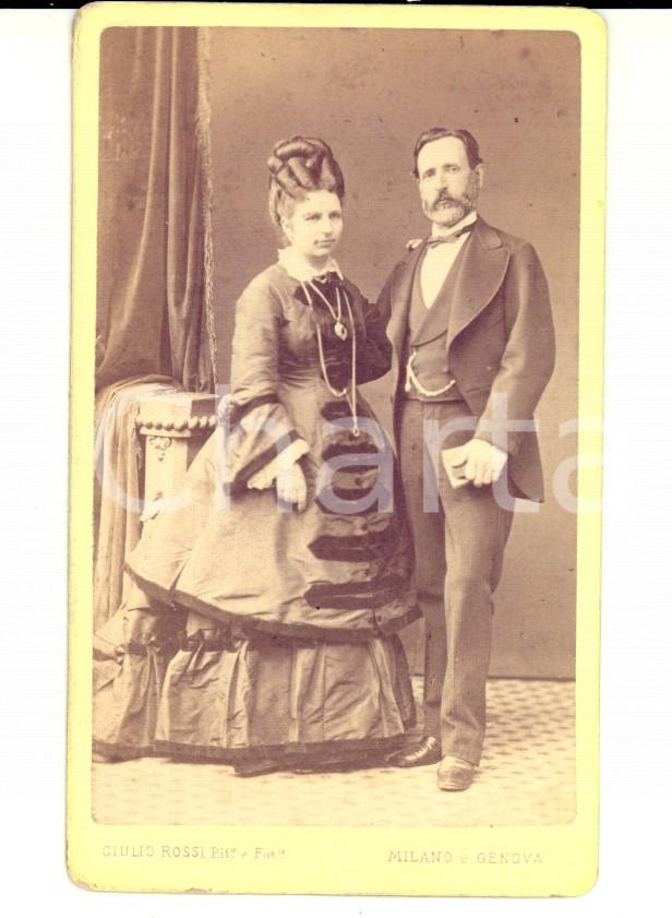 Fotografia d epoca originale 1880 ca GENOVA Coppia di sposi borghesi Fotografia GIULIO ROSSI 1