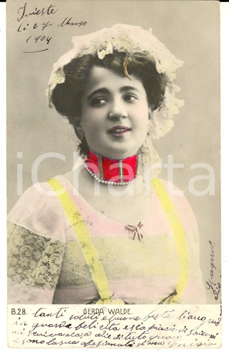 Cartolina originale da collezione 1904 TRIESTE Attrice Greta WALDE in costume di scena Cartolina VINTAGE FP VG 1