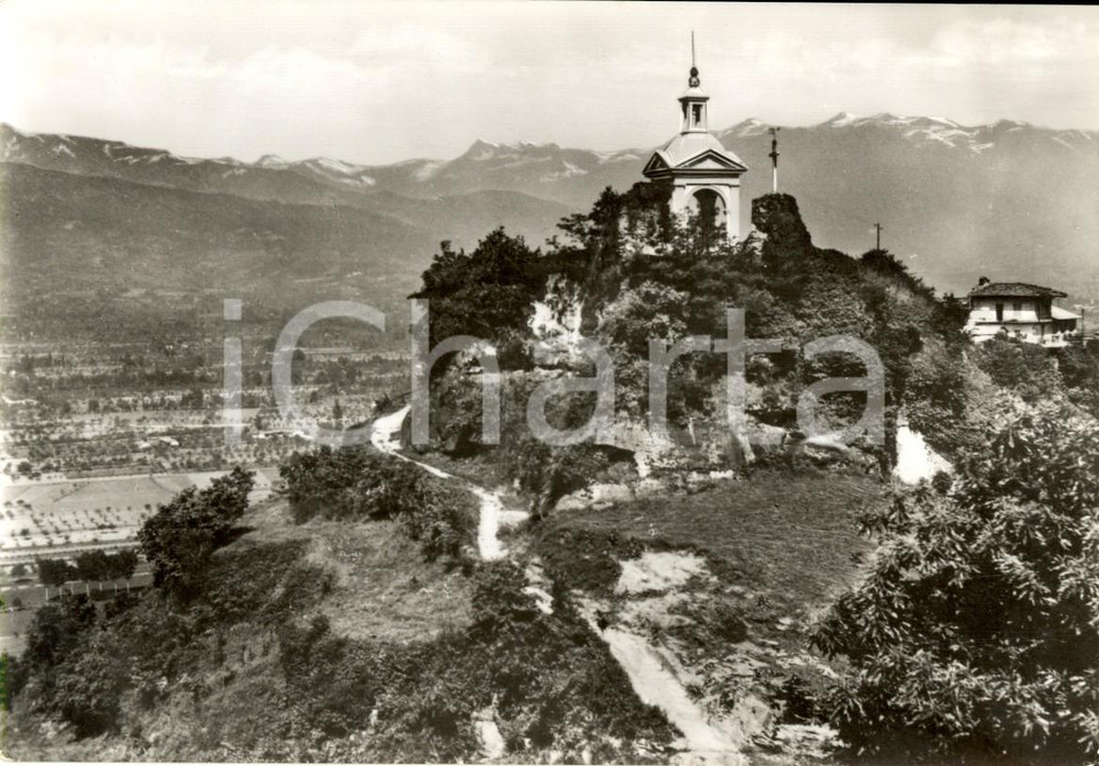 Cartolina originale da collezione 1955 ca ROCCA DI CAVOUR (TO) Pilone votivo e ristorante sulla vetta *FG NV 1