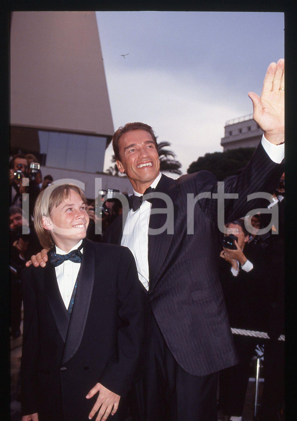 35mm vintage slide* 1993 FESTIVAL CANNES Arnold SCHWARZENEGGER Austin O'BRIEN 3