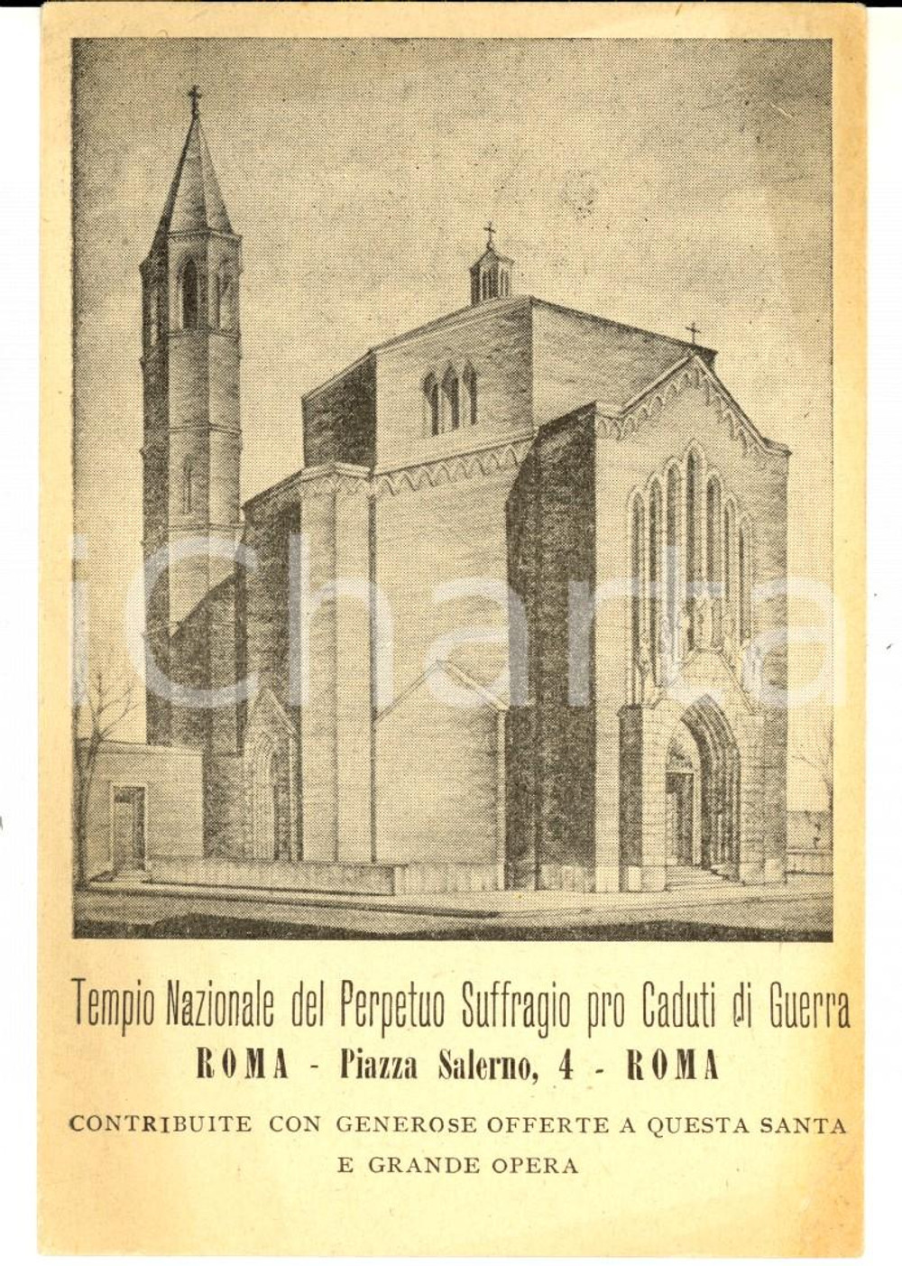 Cartolina originale da collezione 1920 ca ROMA Tempio Nazionale Suffragio pro Caduti di Guerra *Cartolina FP NV 1
