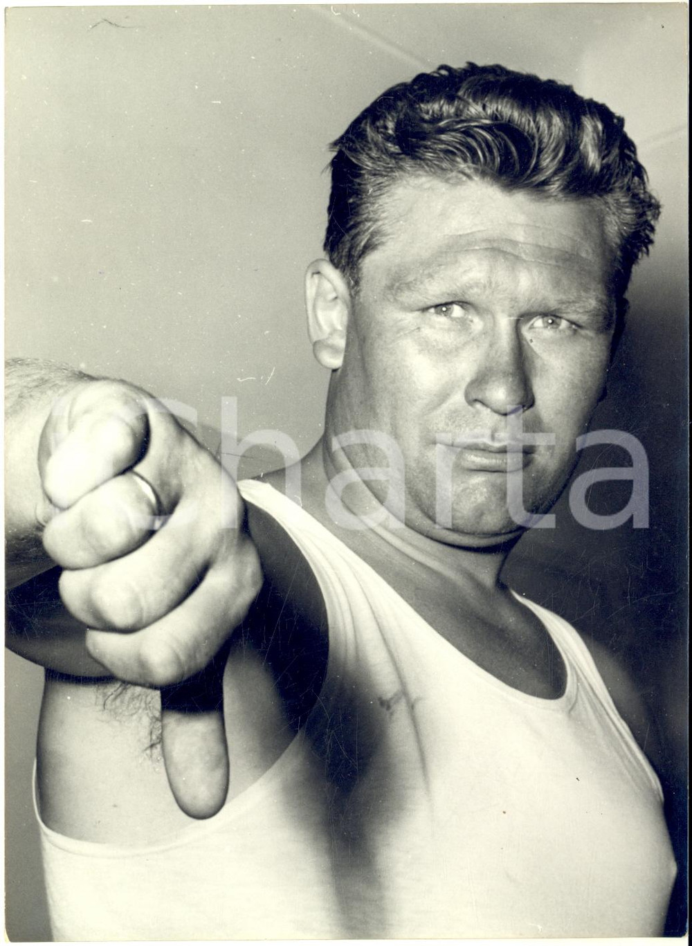1955 BOXE BOLOGNA Ritratto del pugile Heinz NEUHAUS - Foto 13x18 cm