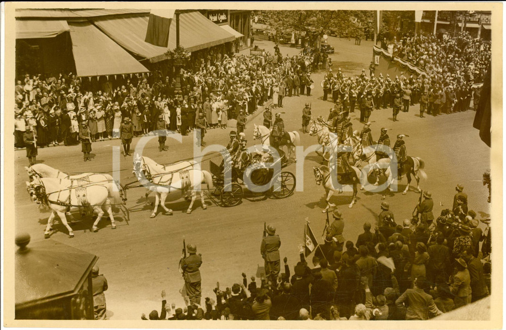 Fotografia d epoca originale 1937 BUDAPEST HU Corteo carrozze VITTORIO EMANUELE III Miklos HORTHY Foto 1