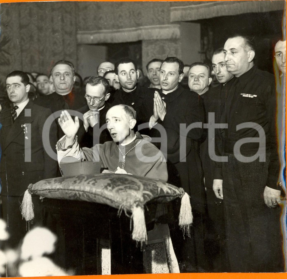 Fotografia d epoca originale 1935 MILANO Ildefonso SCHUSTER Rino PARENTI nella cripta Caduti Casa del Fascio 1