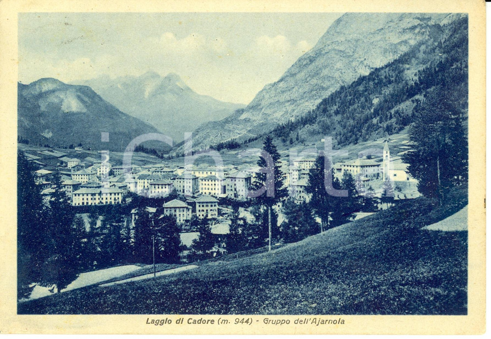 Cartolina originale da collezione 1949 LAGGIO DI CADORE  Frazione VIGO DI CADORE BL Gruppo AJARNOLA FG VG 1