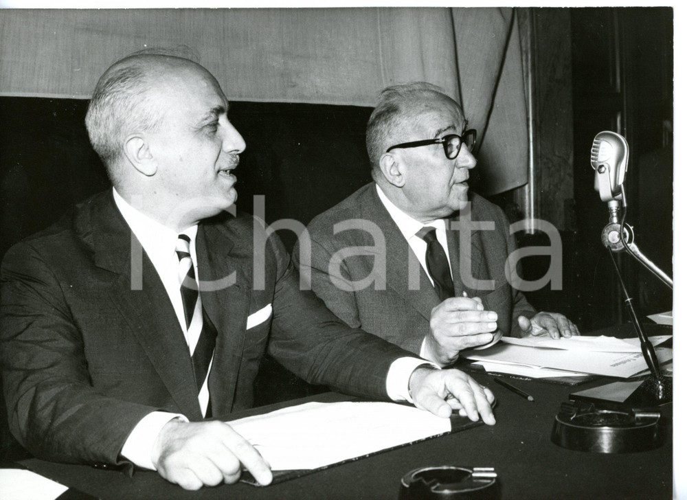 Fotografia d epoca originale 1958 ROMA Consiglio Nazionale DC  Amintore FANFANI con Adone ZOLI Foto 13x18 1