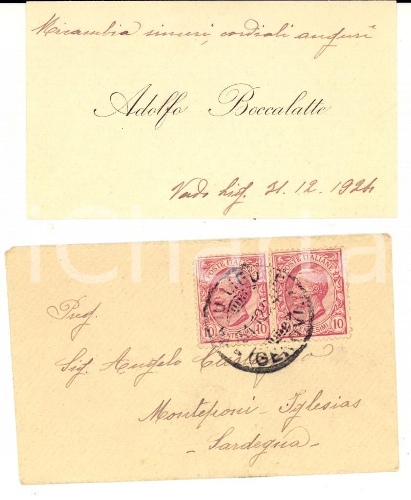 Oggetto da collezione cartaceo 1924 VADO LIGURE SV Biglietto da visita di Adolfo BOCCALATTE 1