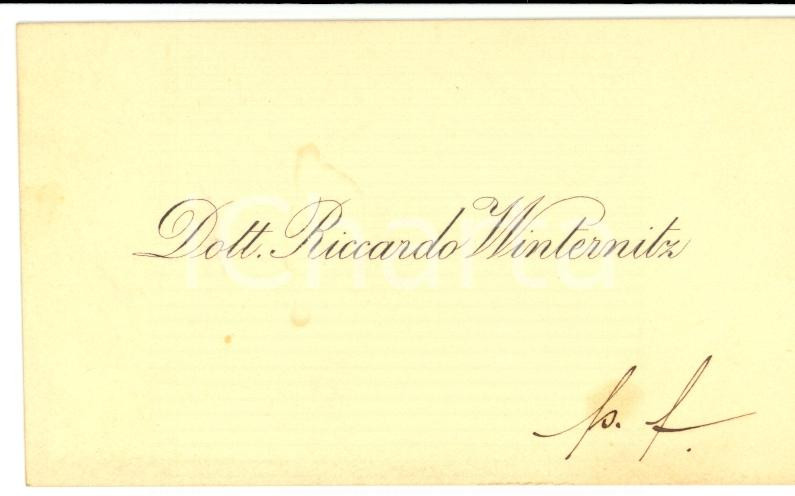 Oggetto da collezione cartaceo 1910 ca RAS Trieste RICCARDO WINTERNITZ judaica leggi razziali BIGLIETTO SIGLATO 1