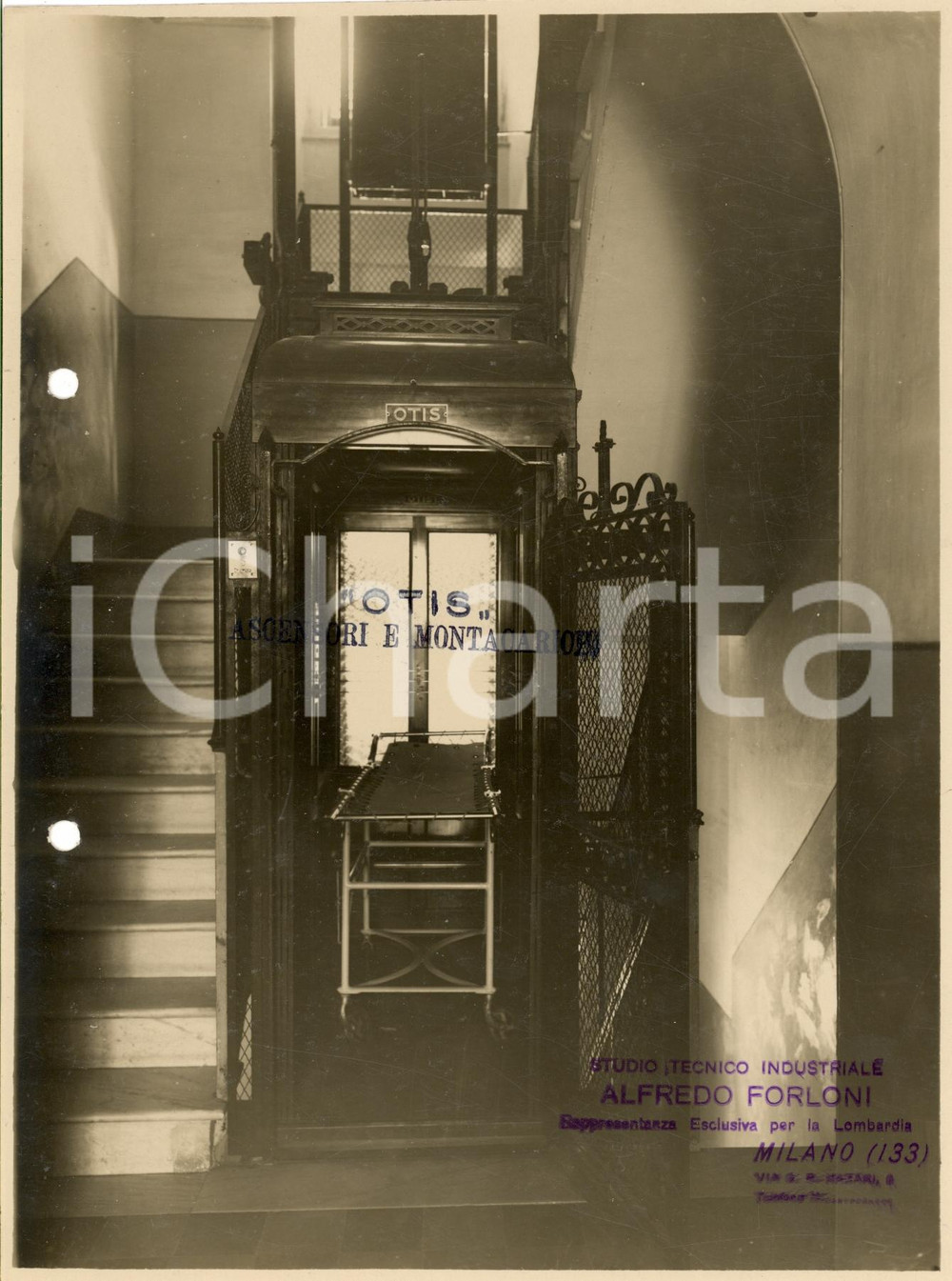 Fotografia d'epoca originale 1935 ROMA Ospedale anglo-americano *Ascensore OTIS 1