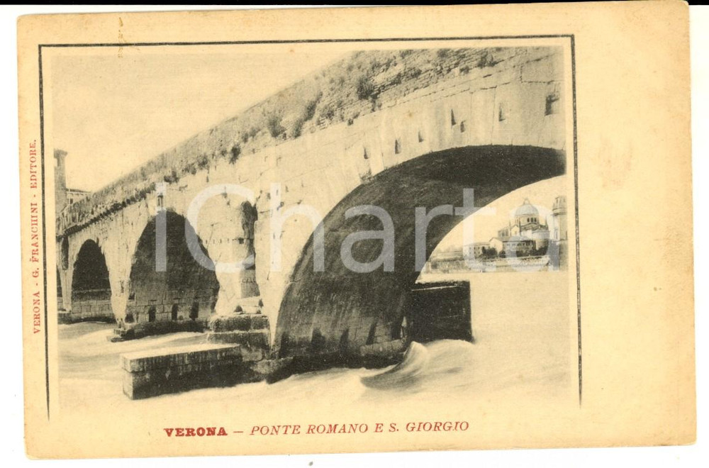 Cartolina originale da collezione 1900 ca VERONA Ponte romano e SAN GIORGIO Cartolina postale FP NV 1