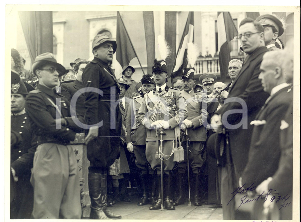 Fotografia d epoca originale 1934 BERGAMO Duca Adalberto di SAVOIA in alta uniforme ARTIGLIERIA Foto GENTILI 1