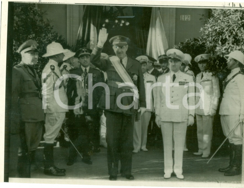 Fotografia d epoca originale 1939 ROMA Generale Alfredo KINDELAN ricevuto da Gen. Giuseppe VALLE Telefoto 1