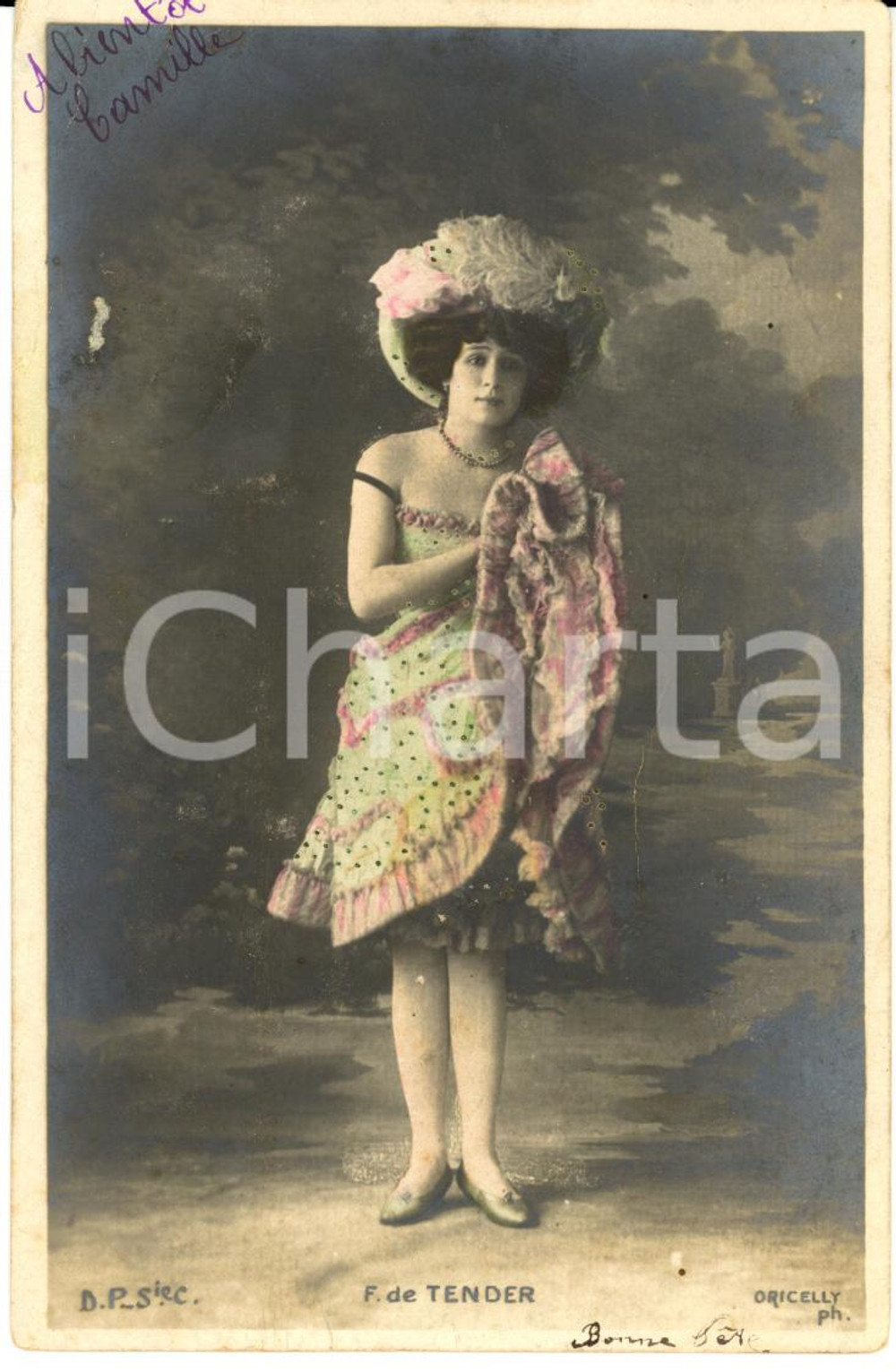 Cartolina originale da collezione 1900 ca Attrice Fanny DE TENDER *Cartolina postale FP NV 1
