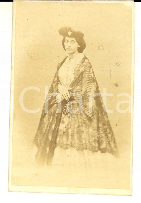 Fotografia d epoca originale 1870 ca ATENE Ritratto di donna con stella di David Foto MORAITES RARA CDV 1