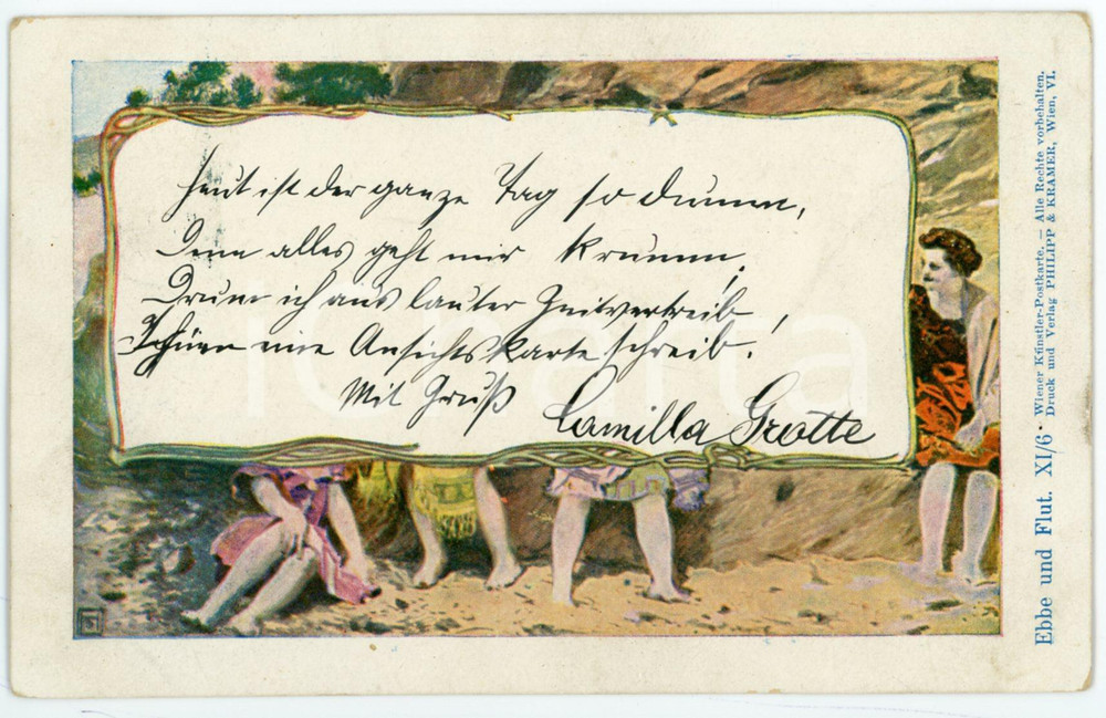 1899 EBBE UN FLUT XI/6 Wiener kunstler postkarte - ILLUSTRATED Postcard  Cartolina postale d'epoca, non viaggiata. FAIR/discreto Smussature agli angoli Formato: FP originale e autentica 1
