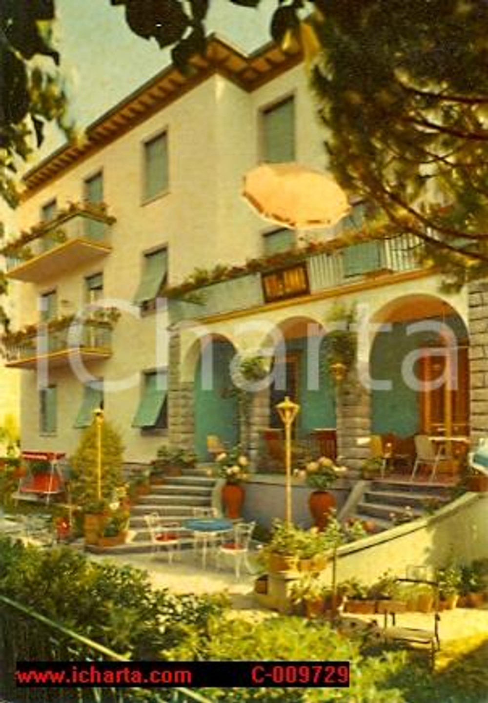 Cartolina originale da collezione 1962 MONTECATINI TERME (PT) Giardino Hotel Villa ANNA *Cartolina 1