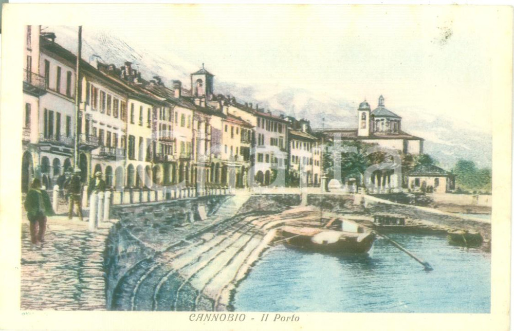 Cartolina originale da collezione 1935 ca CANNOBIO VB Veduta del porto Cartolina ILLUSTRATA FP NV 1