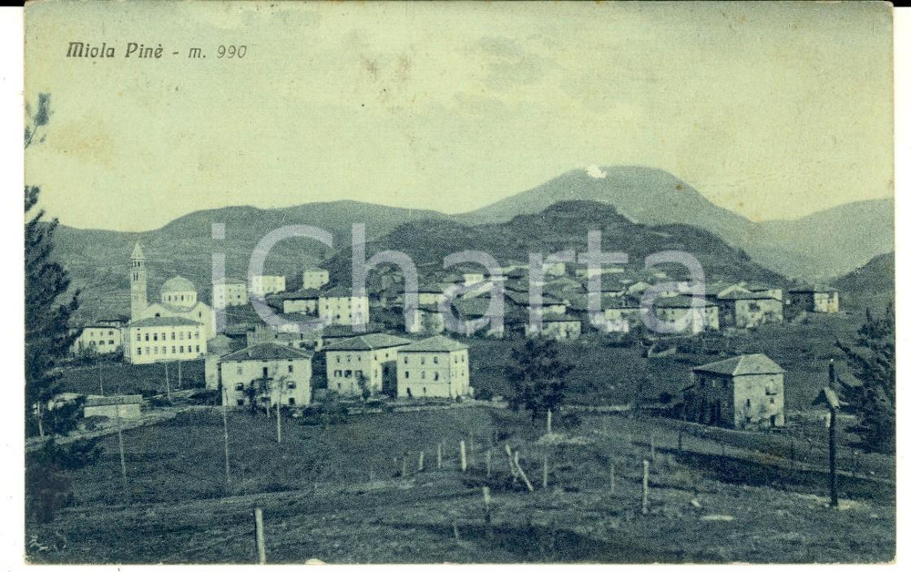 Cartolina originale da collezione 1940 ca MIOLA BASELGA DI PINE  TN Panorama del paese Cartolina FP VG 1