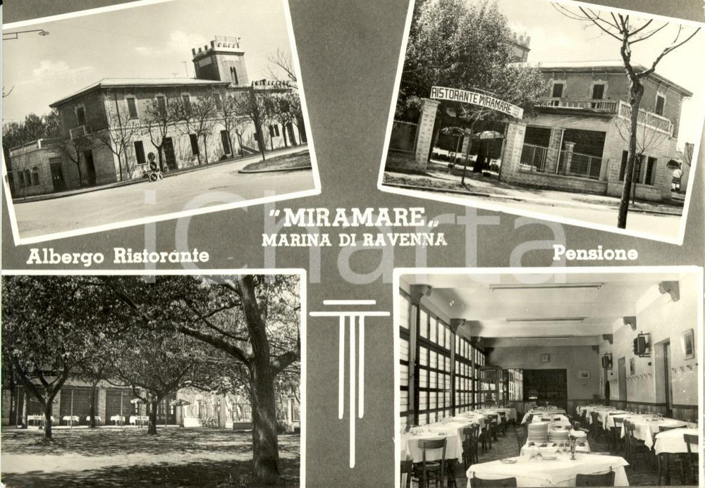 Cartolina originale da collezione 1960 ca MARINA DI RAVENNA Vedutine albergo MIRAMARE di Angelo ZAMA Cartolina 1