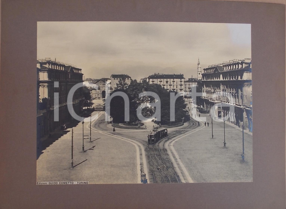 Fotografia d epoca originale 1940 ca TORINO Piazza STATUTO e stazione ferroviaria RIVOLI Foto Guido COMETTO 1