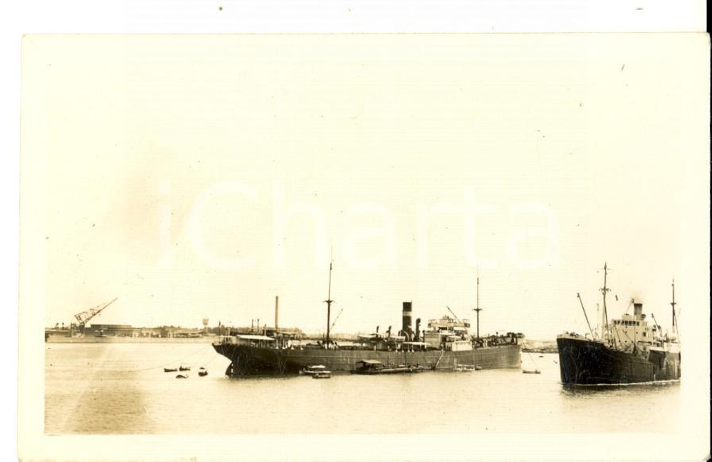 Fotografia d epoca originale 1934 ALESSANDRIA D EGITTO Navi entrano in porto Foto VINTAGE 11x7 cm 1