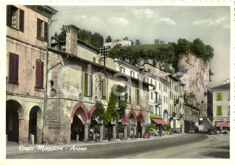 Cartolina originale da collezione 1956 ARONA (NO) Veduta panoramica - LAGO MAGGIORE *Cartolina animata FG VG 1