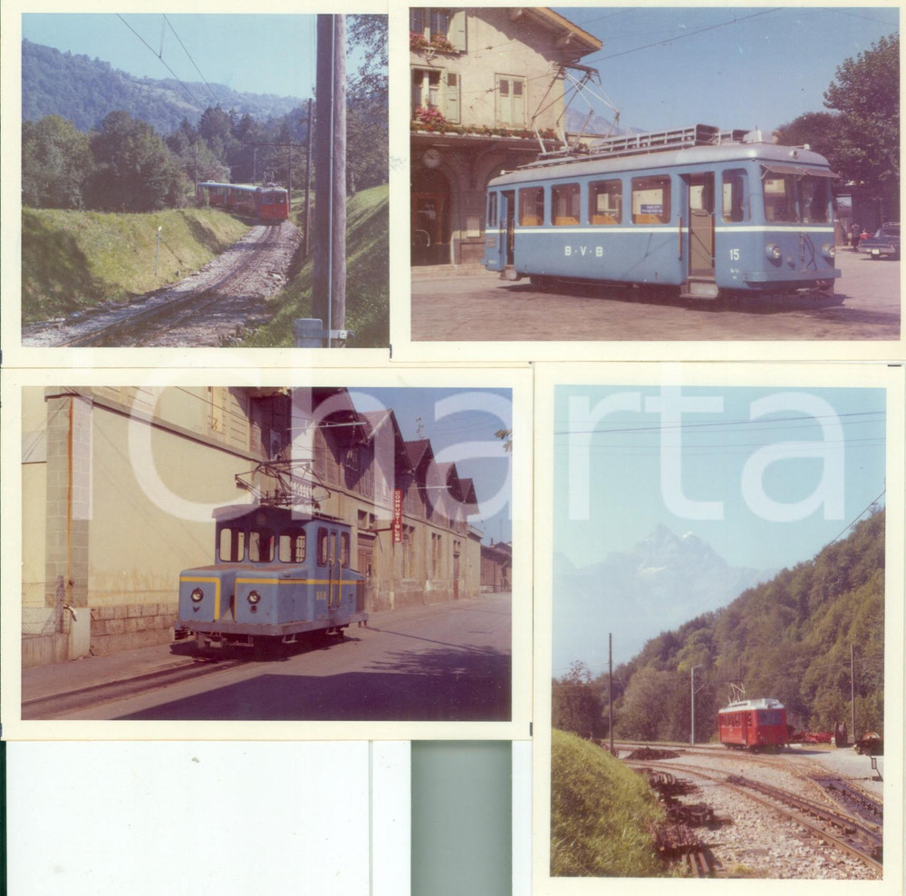 Fotografia d epoca originale 1975 ca SVIZZERA Ferrovie BEXVILLARSBRETAYE Locomotive Lotto 4 fotografie 1