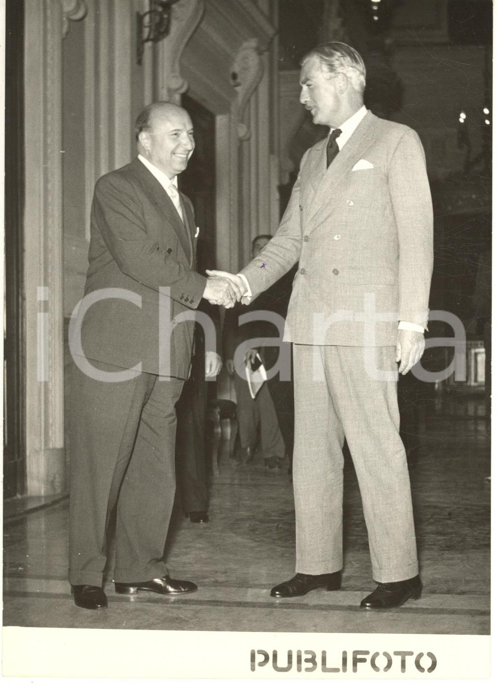 1954 ROMA Primo ministro Mario SCELBA incontra sir Anthony EDEN - Foto 13x18 cm