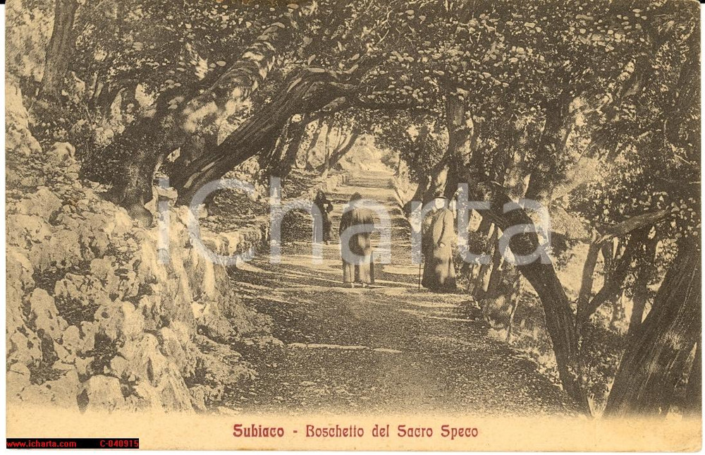 Cartolina originale da collezione 1912 Subiaco - Monaci Benedettini del Sacro Speco 1