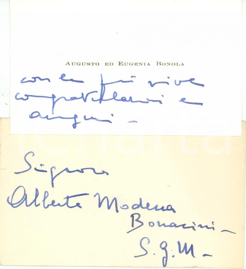 Autografo originale 1955 MODENA Medico Augusto BONOLA chirurgia mano biglietto AUTOGRAFO 1