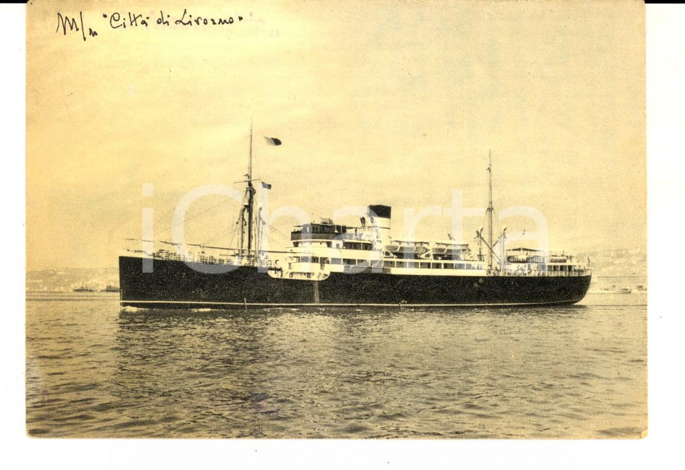 Cartolina originale da collezione 1953 NAPOLI TIRRENIA Motonave CITTA  DI LIVORNO Cartolina postale FG VG 1