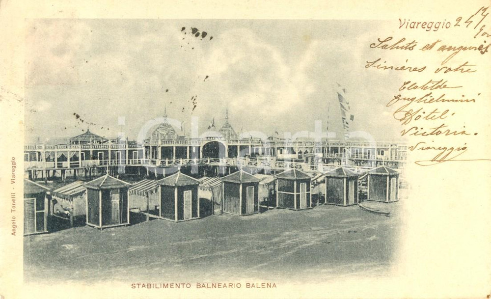 Cartolina originale da collezione 1900 VIAREGGIO (LU) Veduta dello stabilimento balneare BALENA *Cartolina FP VG 1