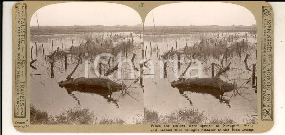 Fotografia d epoca originale 1918 WW1 THE GREAT WAR Un lago teatro di battaglia Stereoscopic photo 18x9 nÂ°17 1