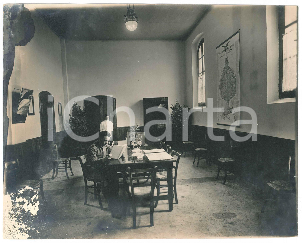 Fotografia d epoca originale 1925 VICENZA  REGIO ESERCITO  Sala ritrovo per ufficiali Foto ANIMATA 25x19 1