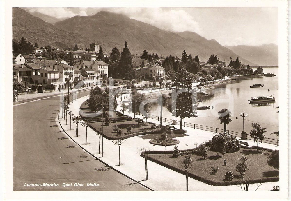 Cartolina originale da collezione 1960 ca LOCARNO  MURALTO SVIZZERA Lungolago Giuseppe MOTTA Cartolina FG NV 1