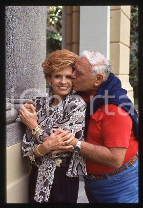 35mm vintage slide* 1999 ca ITALY Ernest BORGNINE American actor and wife (113)