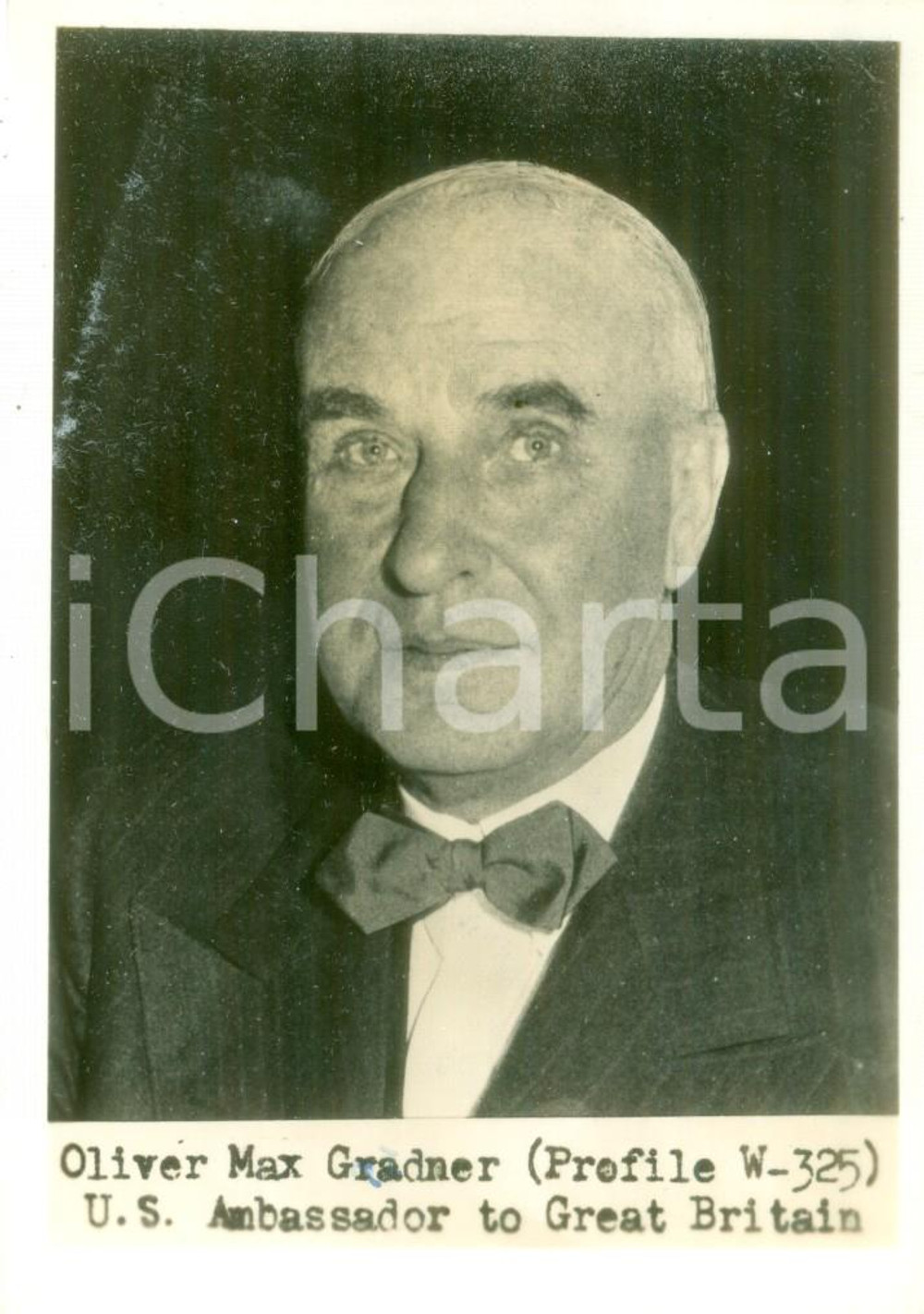 Fotografia d epoca originale 1945 ca USA Oliver Max GRADNER U.S. Ambassador to Greta Britain Fotografia 1