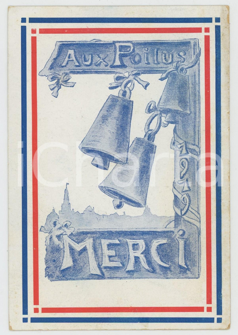 1919 WW1 - FRANCE Aux poilus, merci - Carte postale ILLUSTRÉE FP NV  Cartolina postale d'epoca, non viaggiata. FAIR/discreto Lievi smussature agli angoli Formato: FP originale e autentica 1