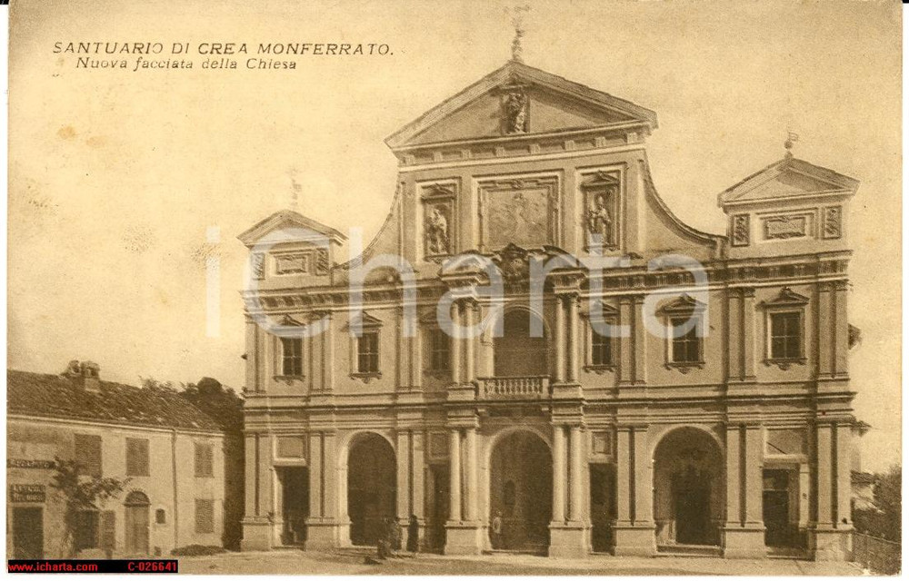 Cartolina originale da collezione 1927 Ponzano - Crea Monferrato *Chiesa animata 1