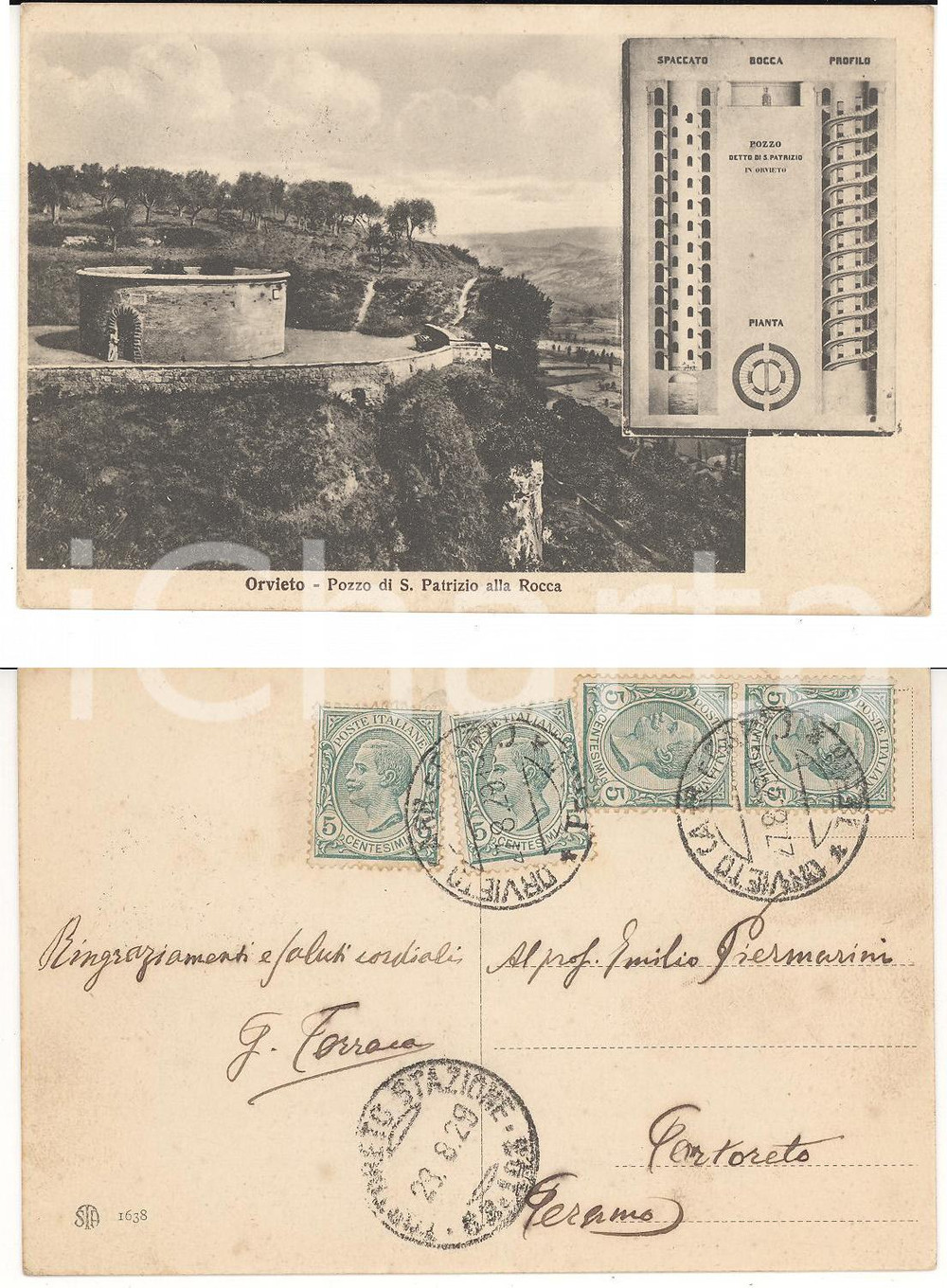 Autografo originale 1929 ORVIETO TR Ringraziamenti Francesco TORRACA a PIERMARINI AUTOGRAFO 1