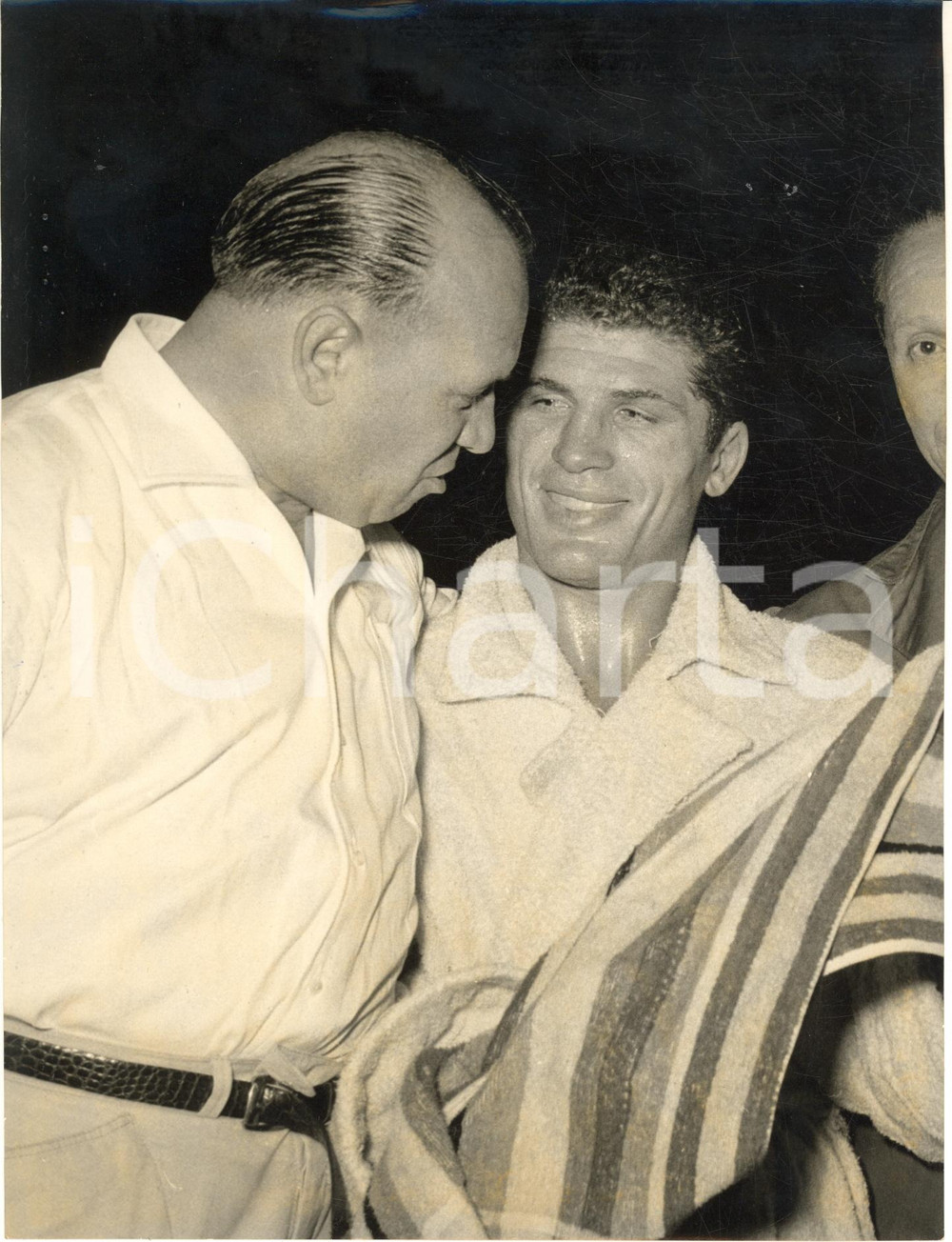 1958 MILANO BOXE Mario VECCHIATO con il manager Libero CECCHI *Foto 18x24 cm