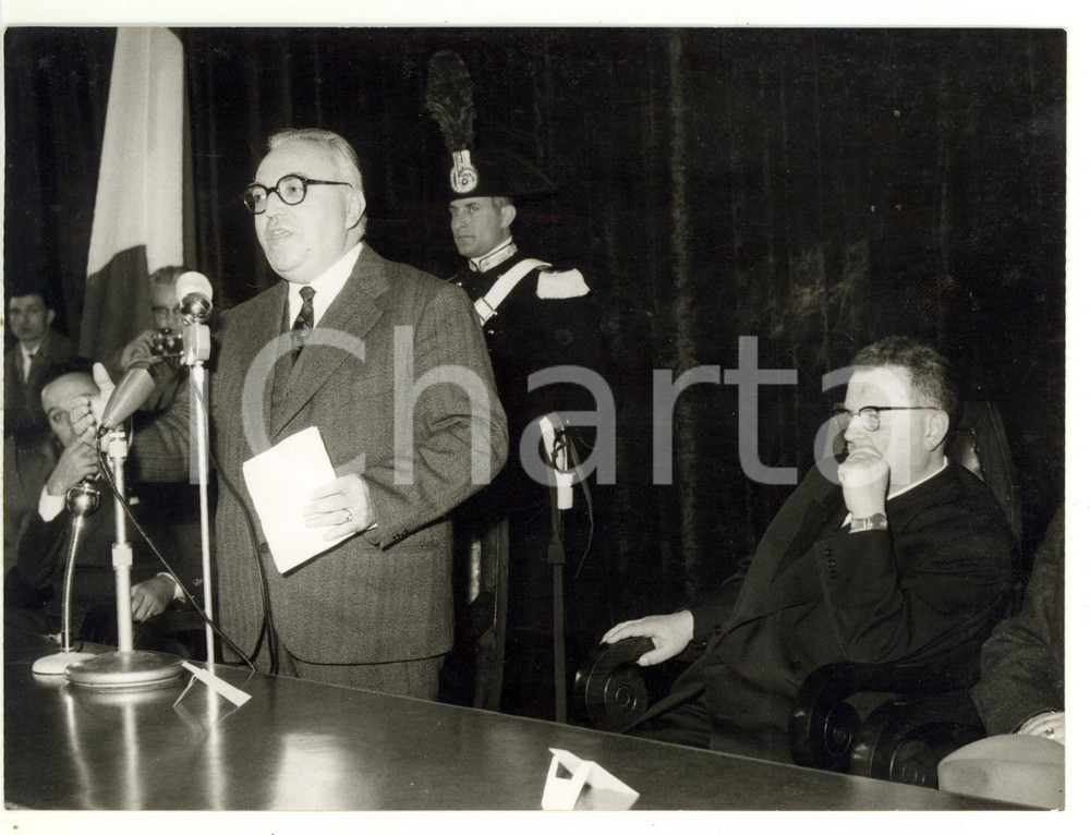 1958 VERONA Fiera dell'Agricoltura - Silvio GAVA durante discorso inaugurale