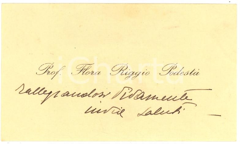 Oggetto da collezione cartaceo 1940 ca Biglietto da visita prof. Flora RIGGIO PODESTA 1