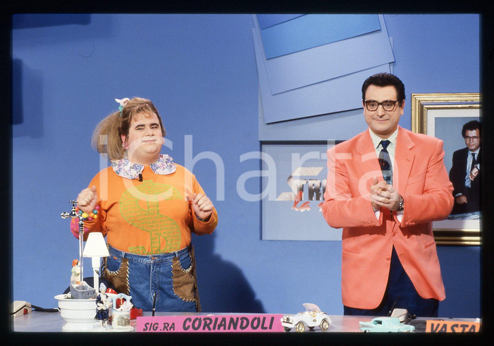 35mm vintage slide* 1992 STRISCIA LA NOTIZIA - Gianni FANTONI e Sergio VASTANO 6